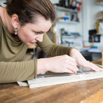 Rebecca Joselyn at work in her studio at Yorkshire Art Space’ Persistence Works in Sheffield 2017